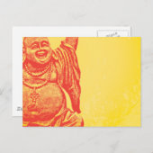 Lachende (rode) Boedha Briefkaart (Voorkant / Achterkant)