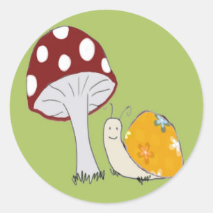 Lachende Snail door een Paddestoel Stickers