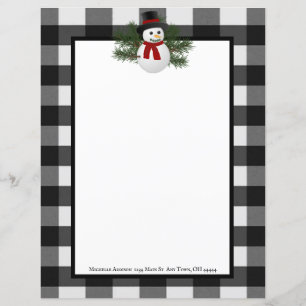 Lachende Sneeuwman Buffalo geruite papier briefpap
