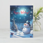 Lachende Sneeuwman Kerst Vakantie Kaart (Staand voorkant)