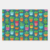Lachende Succulent en Cacti Planten Leuke Design Inpakpapier Vel (Voorkant 2)