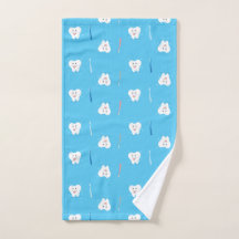 Lachende Tand voor Tandartsen Blauwe Handdoek