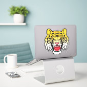 Lachende Tijger Gezicht Kunstwerk-21876 Sticker (Laptop op bureau)