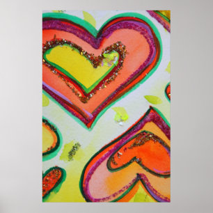 Lachende twee harten Schilderkunst Kunstposter Pri Poster