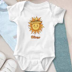 Lachende zon met sombrero - vrolijke fiesta-doodl Romper