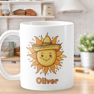 Lachende zon met Sombrero - Zonnige Fiesta Doodle Koffiemok
