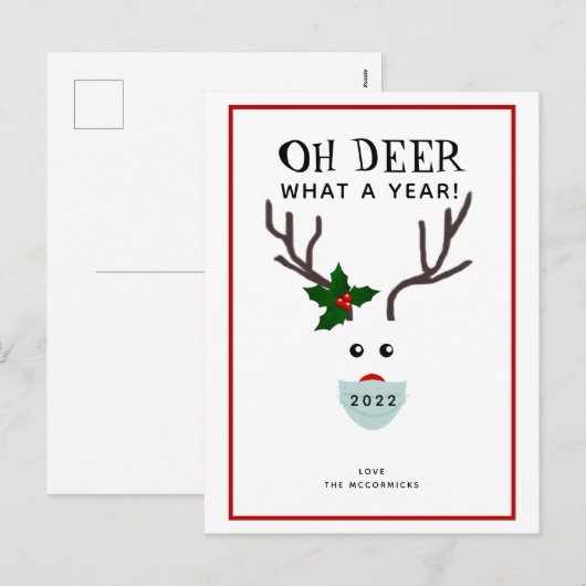 Lachwekkend Oh Herten Wat Een Jaar 2021 Kerstmis Feestdagenkaart (Voorkant / Achterkant)