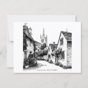 Lacock Village Sketch, Wiltshire Verenigd Koninkri Briefkaart
