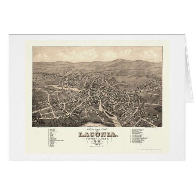 Laconia, carte panoramique de NH - 1883 (Devant horizontal)