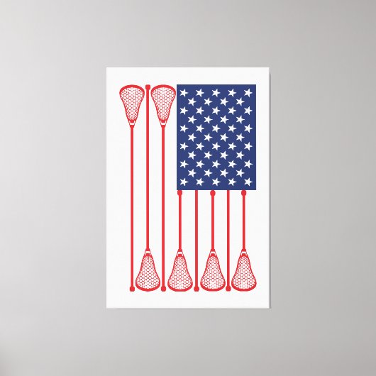 Lacrosse American Flag Art Canvas Afdruk (Voorkant)
