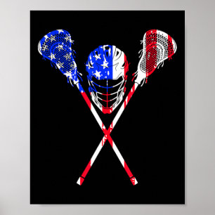 Lacrosse American Flag Gift Design Lax Player Stic Poster