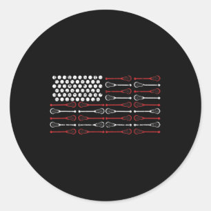 Lacrosse American Flag Lax mam design Ronde Sticker