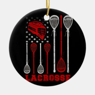 Lacrosse American Flag Lax Sport Keramisch Ornament