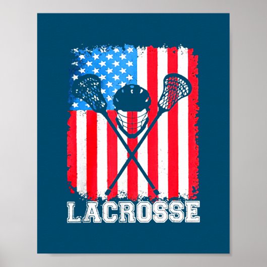 Lacrosse American Flag  op 4 juli Poster (Voorkant)