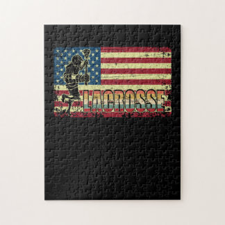 Lacrosse American Flag USA Flag Retro Legpuzzel