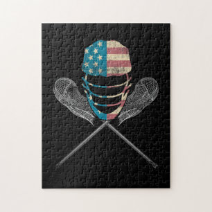Lacrosse American vlag Lax Helmet en Stick Legpuzzel