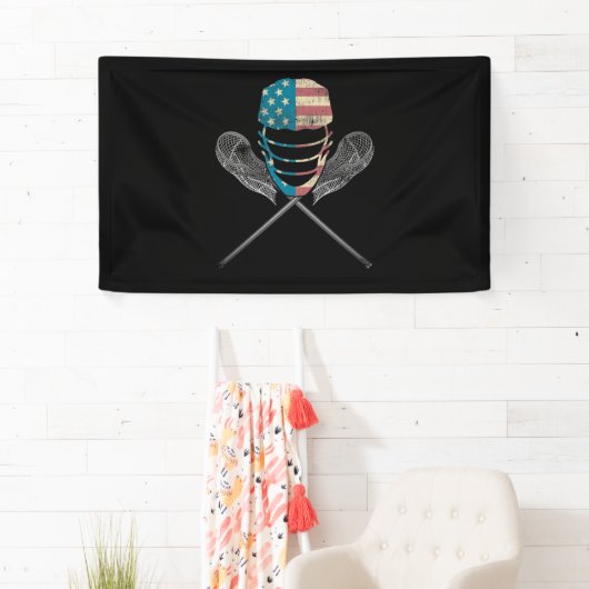 Lacrosse American vlag Lax Helmet en Stick Spandoek (Insitu)