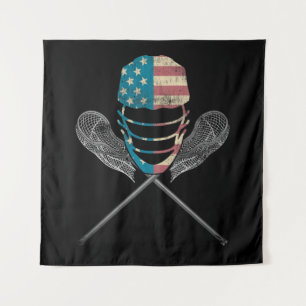 Lacrosse American vlag Lax Helmet en Stick Wandkleed
