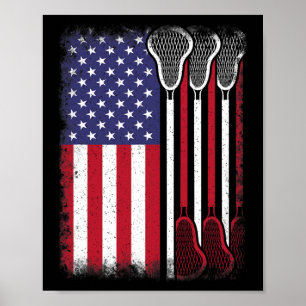 Lacrosse Amerikaanse vlag Lacrosse speler Poster