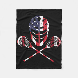 Lacrosse amerikaanse vlag Lax Helmet teken 4th of Fleece Deken