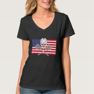 Lacrosse amerikaanse vlag Lax Helmet teken 4th of T-shirt