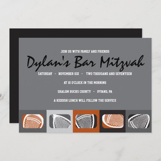 LACROSSE bar mitswa uitnodiging (Voorkant / Achterkant)