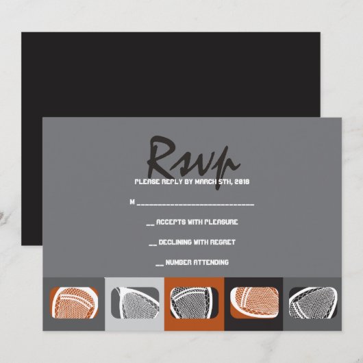 LACROSSE Bar Mitzvah Invitation Reply Kaart (Voorkant / Achterkant)