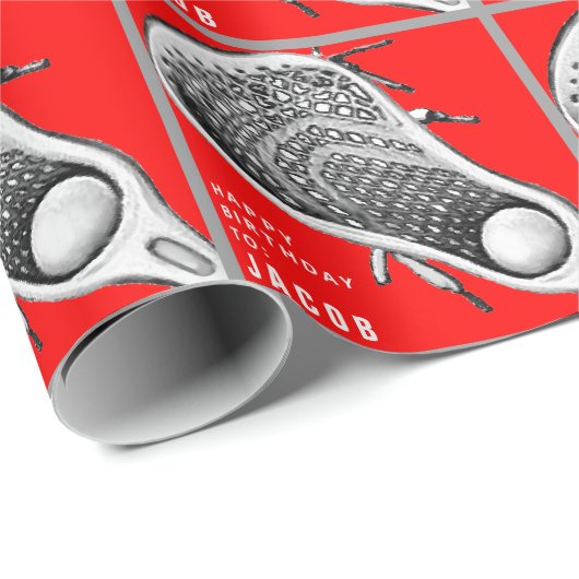 Lacrosse Birthday Gift Wrapping Paper Cadeaupapier (Rol Hoek)