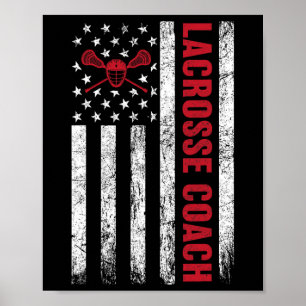 Lacrosse Coach Amerikaanse Vlag Lax Lover Lacrosse Poster