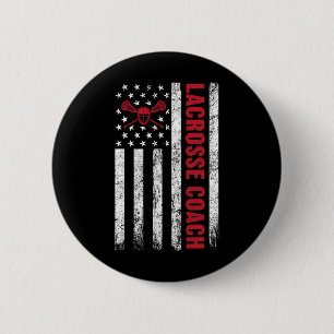 Lacrosse Coach Amerikaanse Vlag Lax Lover Lacrosse Ronde Button 5,7 Cm
