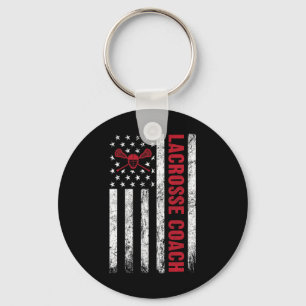 Lacrosse Coach Amerikaanse Vlag Lax Lover Lacrosse Sleutelhanger