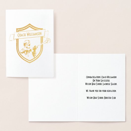 Lacrosse Coach of Sponsor Bedankt Banket Kaart (Display)