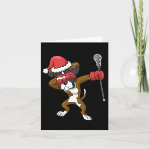 Lacrosse Dabbing Boxer Dog Lax kerstsport Kaart