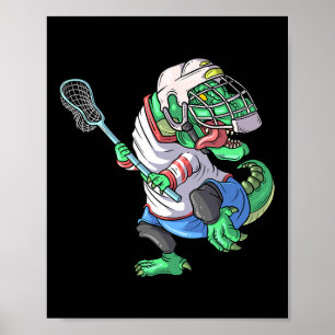 Lacrosse Dinosaur T Rex Met Lacrosse Stick Grappig Poster