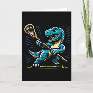 Lacrosse Dinosaur Trendy Sport Retro Grappig Voor  Kaart