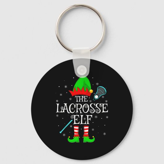 Lacrosse Elf Christmas Family Elf Squad Srts Playe Sleutelhanger (Voorkant)