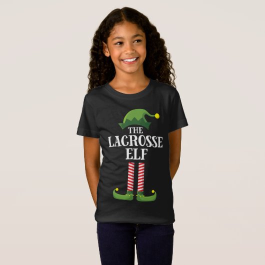 Lacrosse Elf Matching Family-kerstfeest T-shirt (Voorkant volledig)