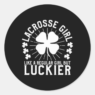 Lacrosse Girl St Patrick's Day Ronde Sticker
