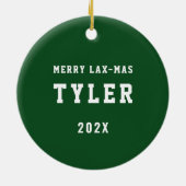 Lacrosse Goalie Keepomwille Keramisch Ornament (Achterkant)