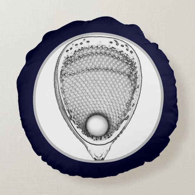 Lacrosse Goalie Sports Round Coussin (Dos)