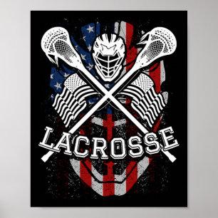Lacrosse helm en stokken poster