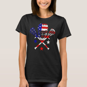 Lacrosse Helmet Sticks American Flag 4 juli l T-shirt