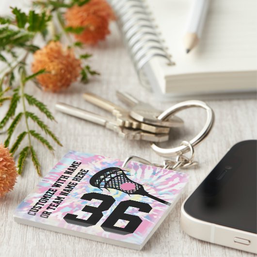 Lacrosse Jersey Number Team Sportnaam Sleutelhanger (Voorkant Rechts)