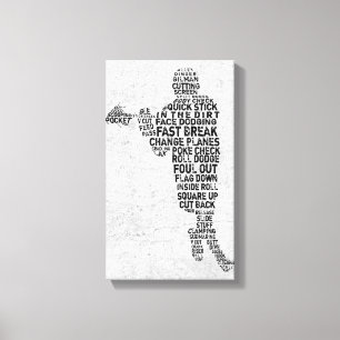 Lacrosse - Joueur Typographie Art Toile Imprimer