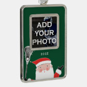 Lacrosse Kerst Foto Verzilverd Kader Ornament (Rechts)