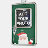 Lacrosse Kerst Foto Verzilverd Kader Ornament (Links)