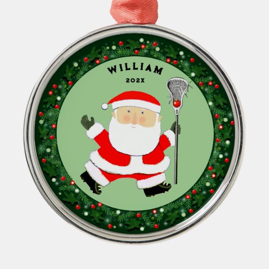 Lacrosse kerstcadeaus metalen ornament (Voorkant)