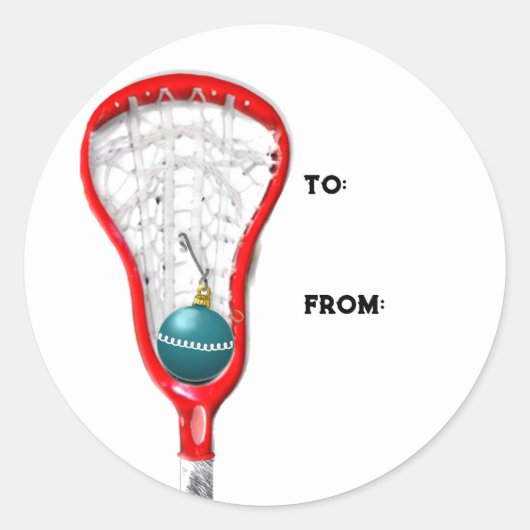 Lacrosse Kerstmis Ronde Sticker (Voorkant)