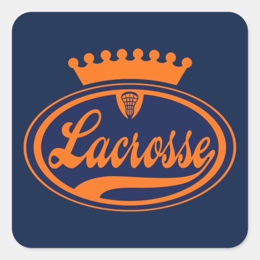 Lacrosse kroon vierkante sticker (Voorkant)