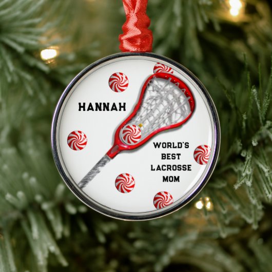 Lacrosse mama Gift Metalen Ornament (Boom)